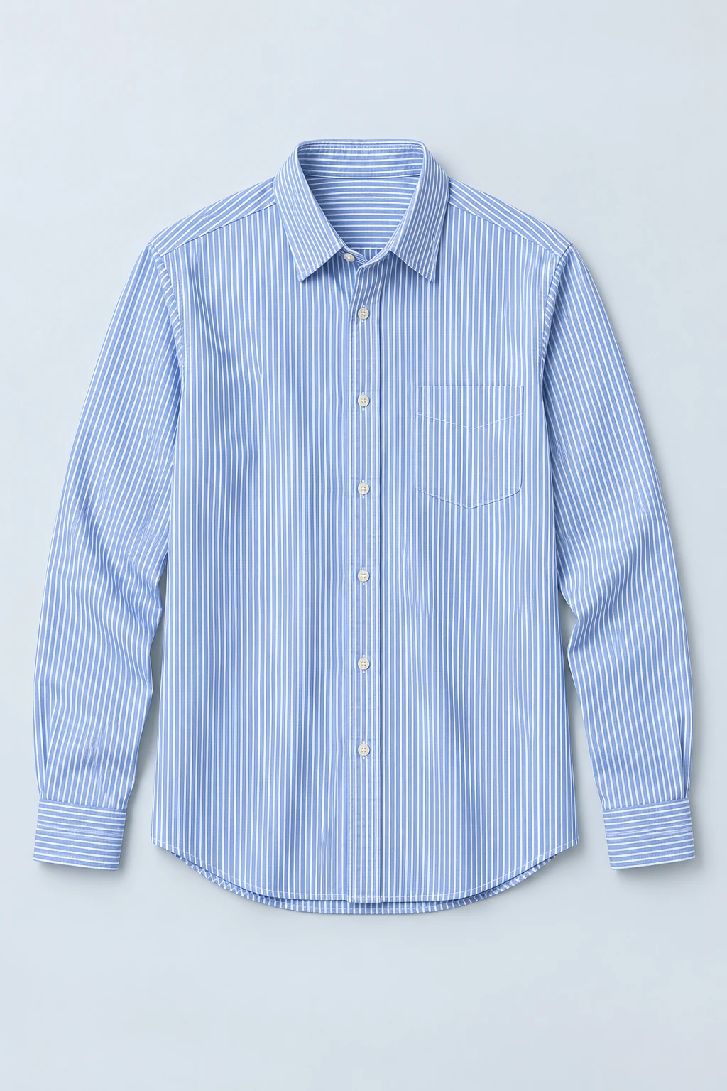 Blue and white stripes Blue-striped Button-front Shirt