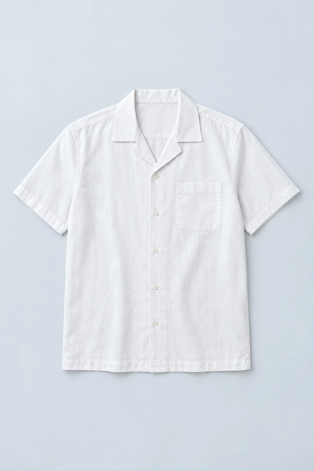 White White Short-sleeve Camp-collar Shirt